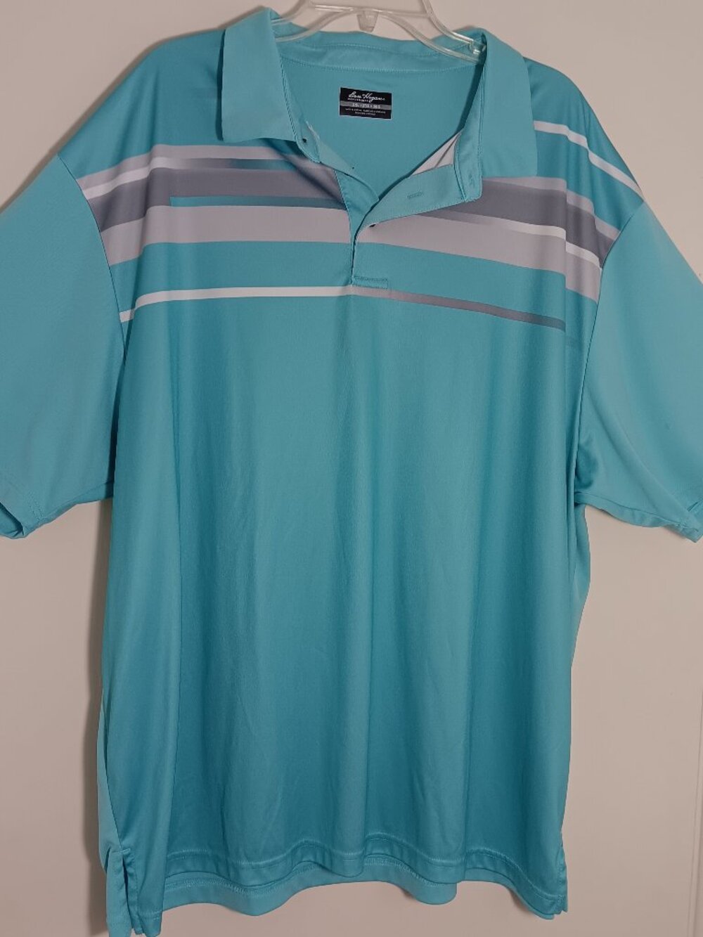 Ben Hogan performance mens 3XL aqua blue striped golf polo short sleeves